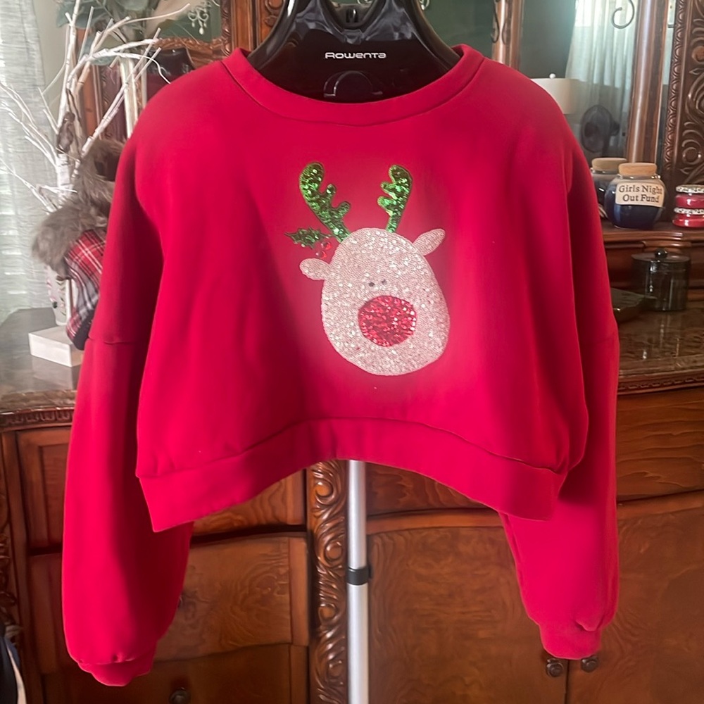 Cropped Christmas sweatshirt!